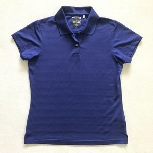 Adidas Women Blue Textured Stripe Short Sleeve Climacool Poly Golf Polo Shirt S